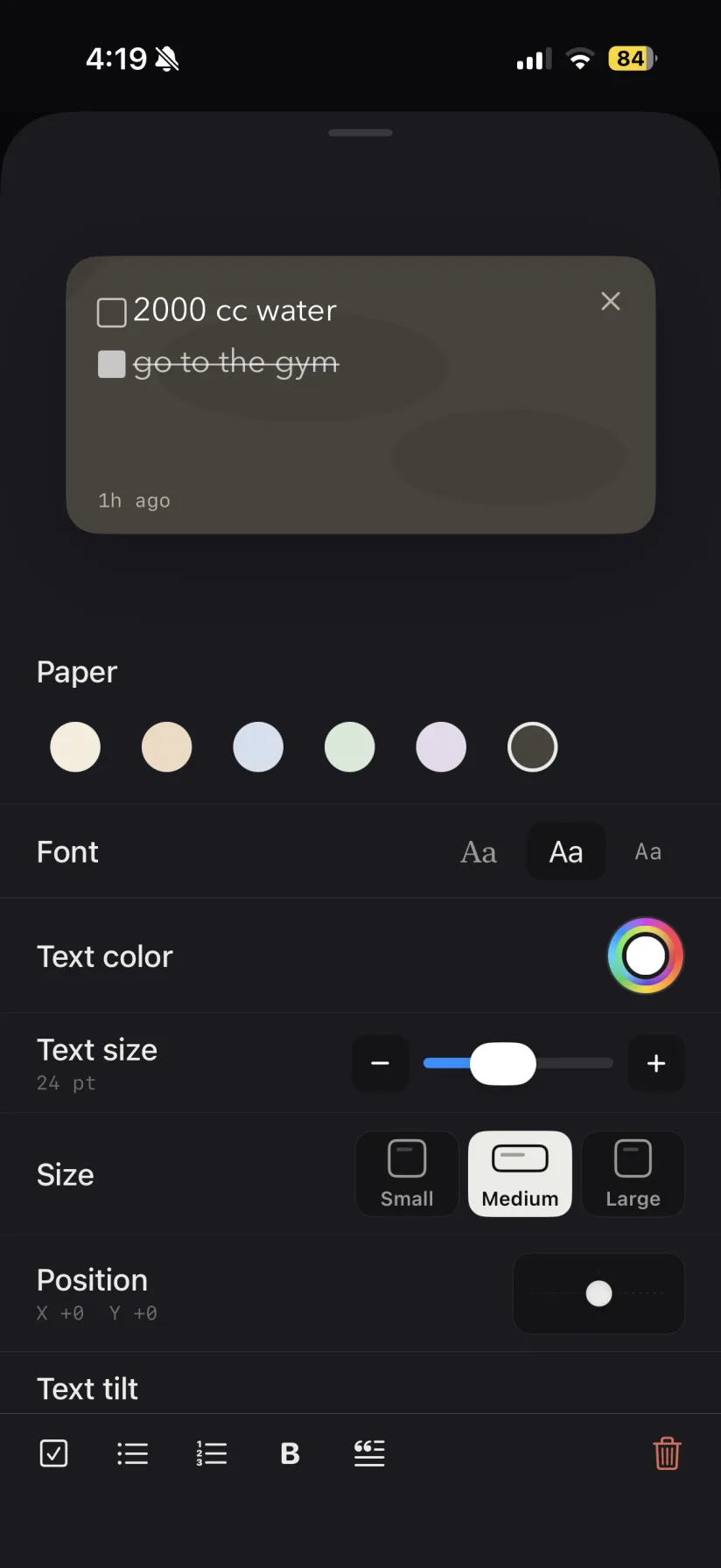 Fine-tune paper, font, color and size