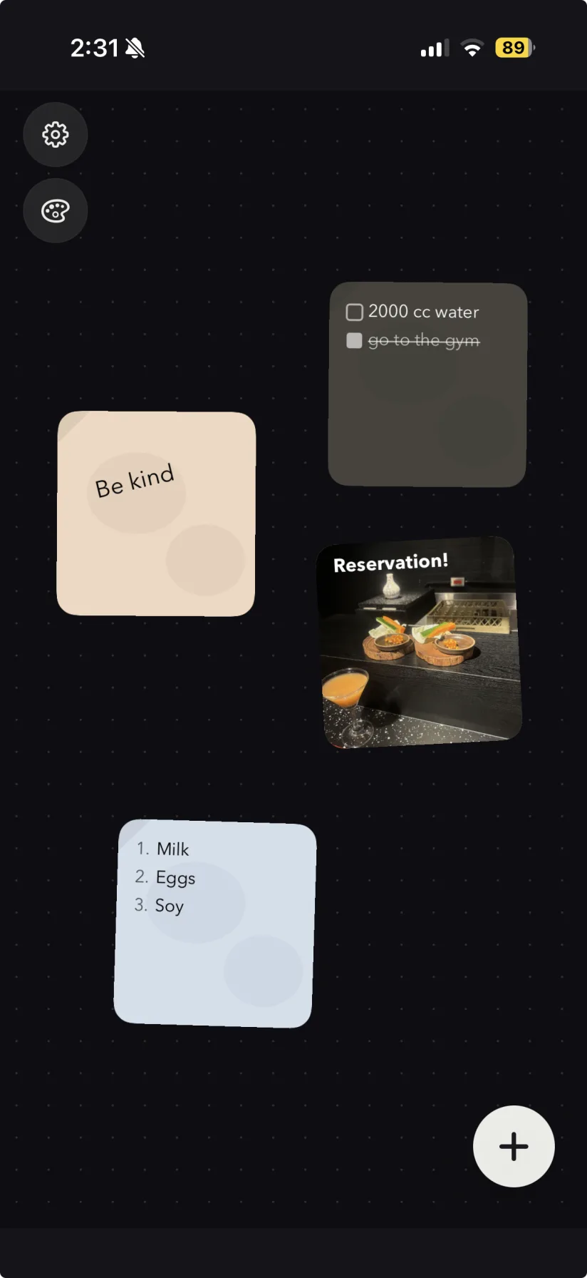 WidgetNote sticky note widgets on an iPhone Home Screen